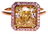 4.5 Carat GIA Certified Natural Fancy PINK Yellow Rose Gold DIAMOND Engagement Ring